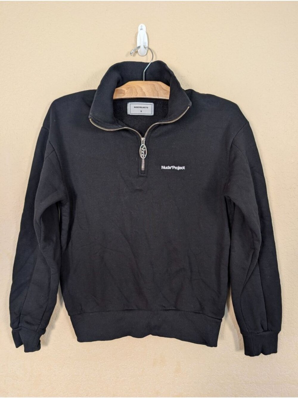 Nude Project Quarter Zip Sweatshirt Unisex S in Black